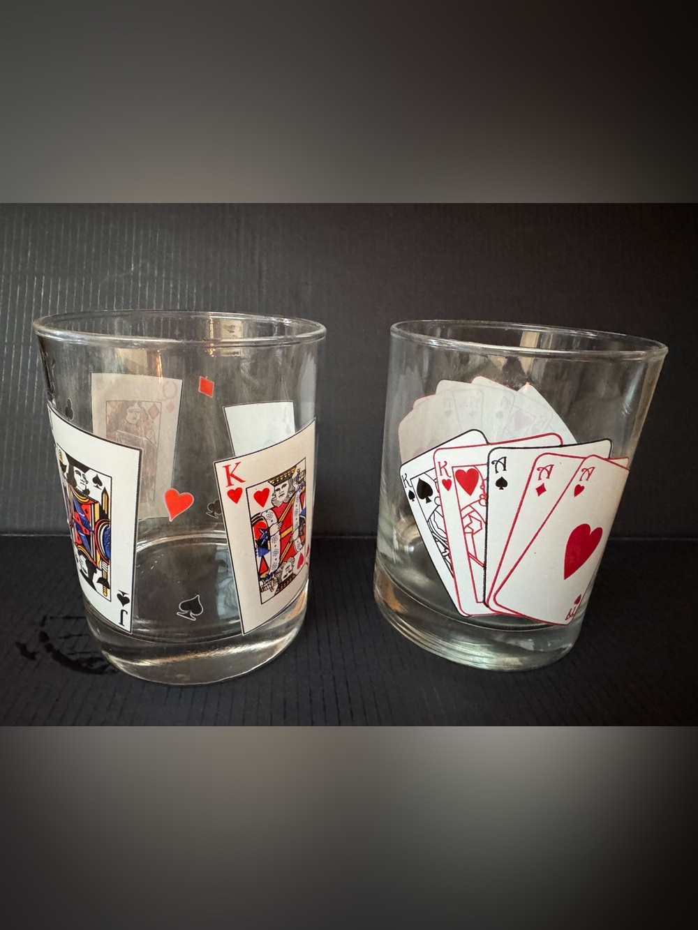 Vintage Poker ♥️ ♦️ ♣️ ♠️ Playing Card Whiskey Rocks Glasses - Set of 2